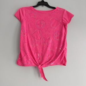 Girls piper pink knotted shirt